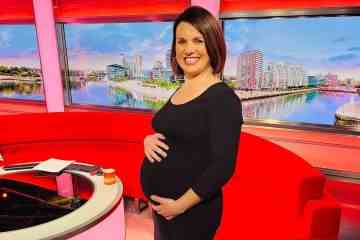 Nina Warhurst von BBC Breakfast „bestätigt“ das Geschlecht des Babys, während sie bei einem Auftritt tanzt