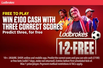 1-2-Free: Gewinnen Sie £100 in CASH, wenn Sie mit Ladbrokes drei Punkte richtig vorhersagen