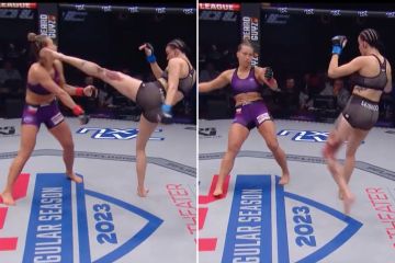 Sieh zu, wie MMA-Star Amber Leibrock im PFL-Kampf mit einem Kopfstoß einen brutalen KO erzielt