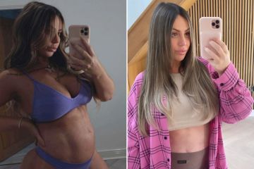 Holly Hagan zeigt im siebten Monat schwanger unglaubliche Bauchmuskeln über dem Babybauch