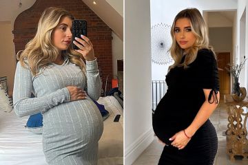 Pregnant Dani Dyer shows off growing bump in figure-hugging dress