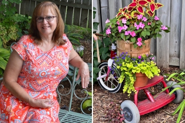 Ich bin Gärtner - preiswerte Gegenstände, um Pflanzen aufzupeppen, darunter ein altes Fahrrad