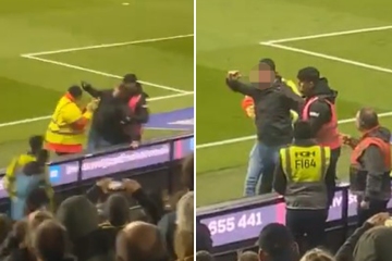 Schockierender Moment Watford-Fan schlägt auf Steward ein, nachdem er das Spielfeld gestürmt hat