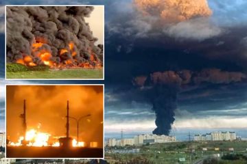 Riesige Explosion und Inferno, als „Ukrainischer Streik“ russisches Tanklager in die Luft jagt