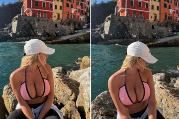 Kayla Simmons platzt auf Italienreise aus dem Bikini, während Fans alle den gleichen Witz machen