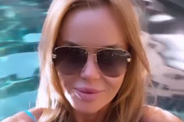 Amanda Holden verblüfft in einem tiefblauen Bikini auf der Osterreise der Familie in die USA