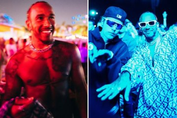 Topless Hamilton feiert mit Bieber im Coachella, während die F1-Legende ihre Freizeit genießt