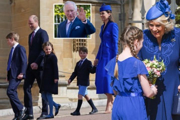 Prinz Louis umklammert Kates Hand, als die königliche Familie zum Ostergottesdienst heraustritt