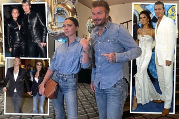David & Victoria Beckham gehen mit passenden Double-Denim-Outfits in die 1980er Jahre zurück