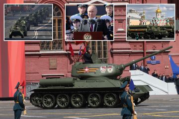 Putin stürmt nach einem Drohnenangriff mit EINEM rostigen Panzer aus dem Zweiten Weltkrieg durch die Flop-Parade