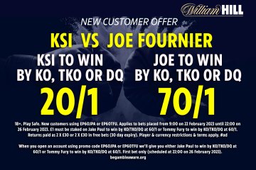 Holen Sie sich KSI mit 20/1 oder Joe Fournier mit 70/1 und gewinnen Sie durch KO, TKO oder DQ mit William Hill