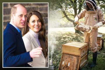 Die strahlende Kate Middleton sammelt auf dem Bild Honig, um den Weltbienentag zu begehen