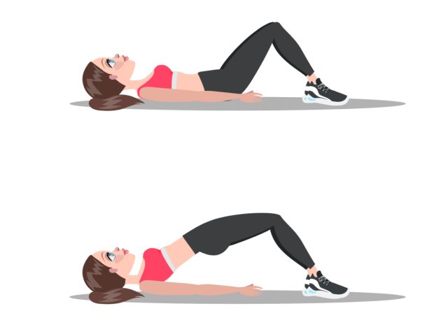 Illustration, wie man Übungen zur Stärkung des Gesäßmuskels durchführt