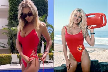 Christine McGuinness zeigt Pamela Anderson im sexy roten Badeanzug