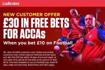 Sichern Sie sich kostenlose Fußball-Accas im Wert von 30 £, wenn Sie 10 £ bei Ladbrokes setzen