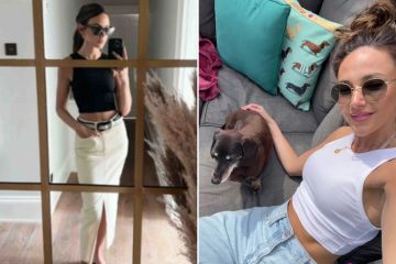 Michelle Keegan zeigt ihre Bauchmuskeln, während sie in einem stilvollen Outfit für ein Selfie posiert