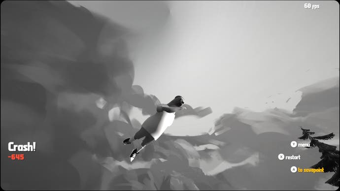 Ein Schwarz-Weiß-Bild eines Faultier-Skaters, der sich durch die Luft dreht.  Sie sind abgestürzt, und sie fuhren sehr schnell.