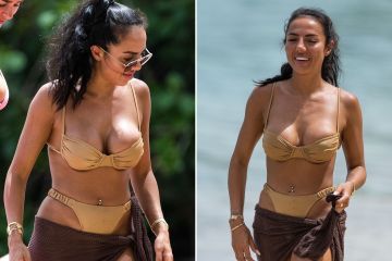 Arianna Ajtar von Coronation Street sieht im goldenen Bikini auf Barbados unglaublich aus