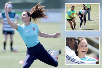 Prinzessin Kate stellt ihr Können auf dem Spielfeld unter Beweis, als sie sich den Rugby-Legenden anschließt