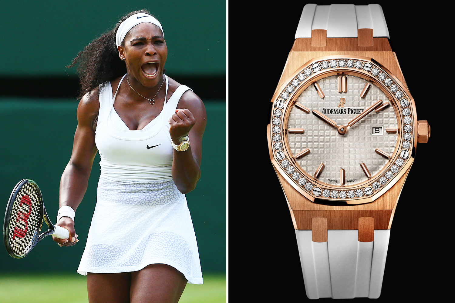   Serena Williams ist regelmäßig mit einer Audemars Piguet Royal Oak Shore Uhr auf dem Platz zu sehen