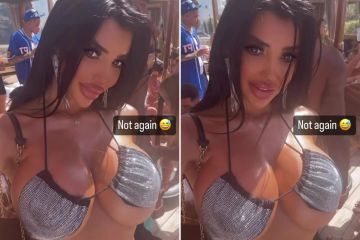 Chloe Khan von X Factor zeigt in Marbella ihre Unterbrust in einem knappen Bikini