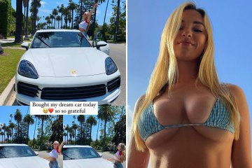 Das heißeste Volleyball-Ass der Welt, Kayla Simmons, posiert mit ihrem neuen 80.000 Pfund teuren Porsche