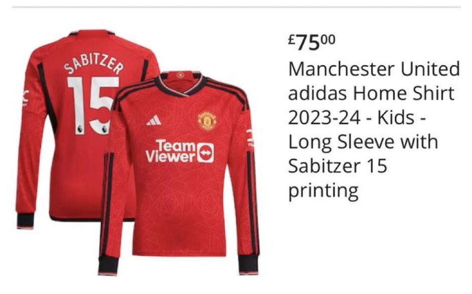 Sabitzers Name und Nummer auf dem neuen Trikot von Man Utd stehen auf der Website des Clubs zum Verkauf