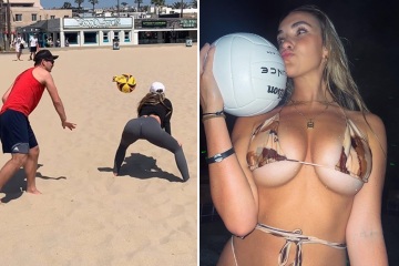 Der heißeste Volleyball-Star der Welt hat in einem tollen Trickschuss den Ball von BUM geschlagen