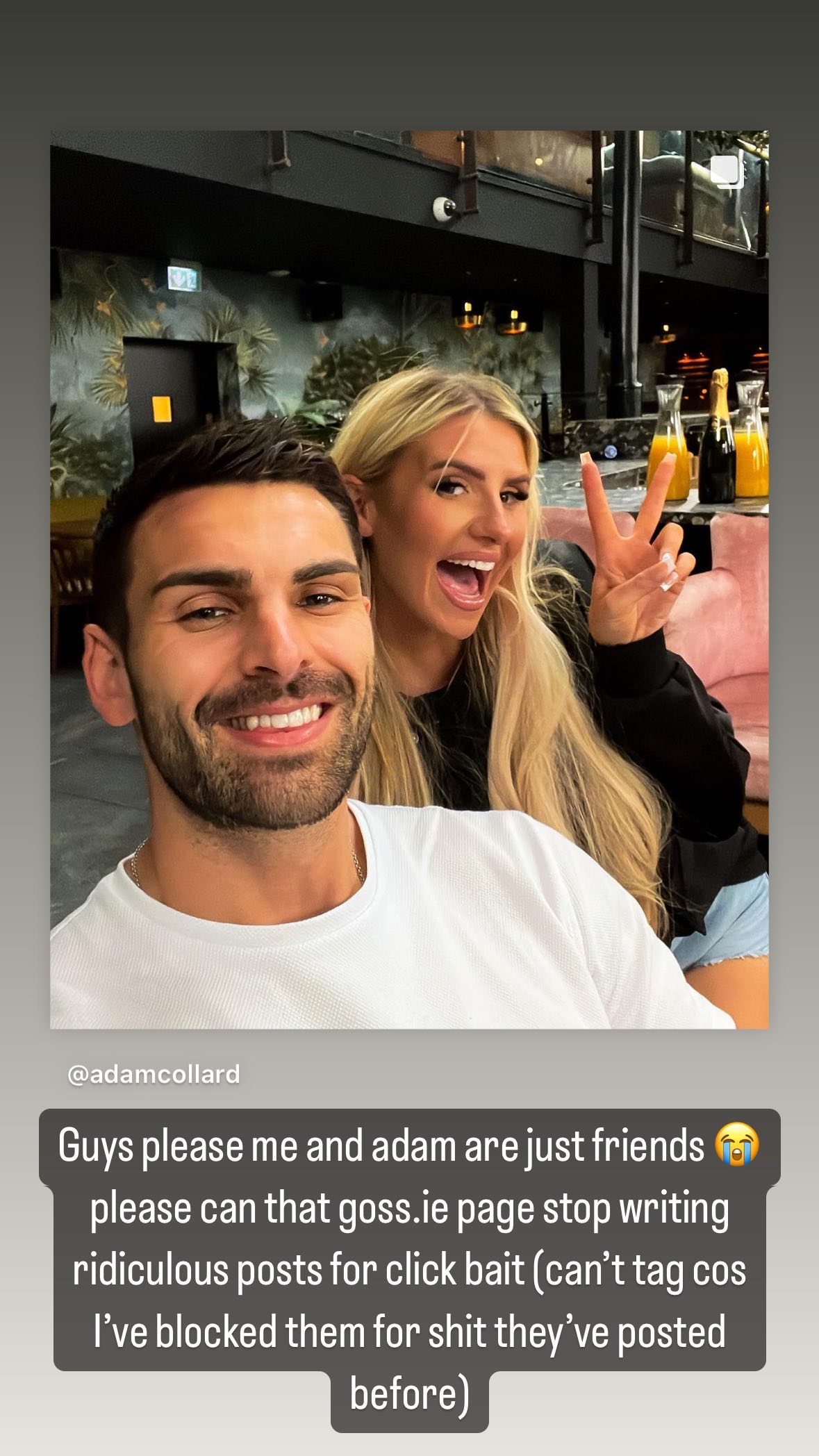 Adam hat das süße Selfie ursprünglich auf seiner Instagram-Seite geteilt