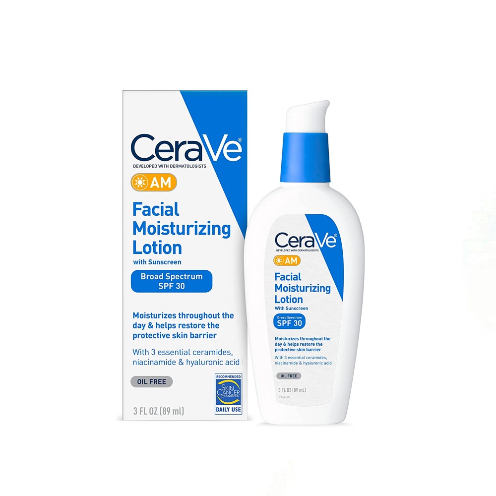 CeraVe AM Facial Moisturizing Lotion SPF 30 auf weißem Hintergrund
