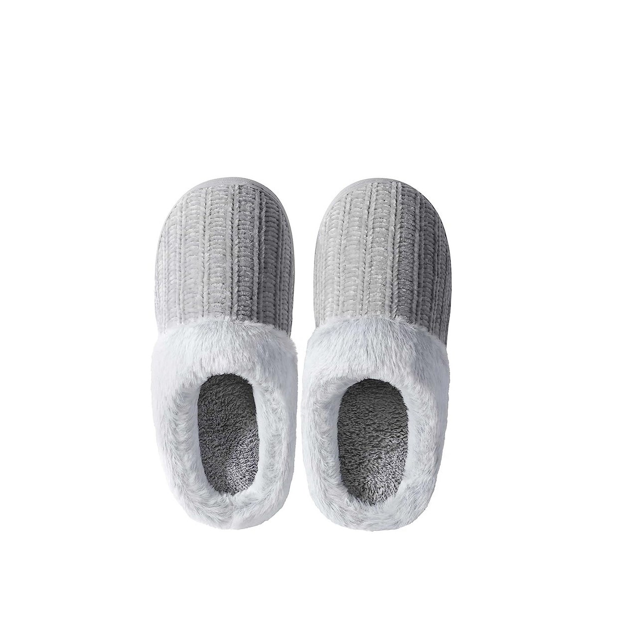 Warme, gepolsterte Damenhausschuhe von Amazon Essentials für drinnen und draußen, Grau, Größe 7