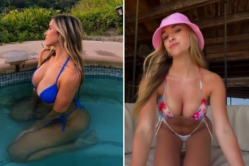 Kayla Simmons brutzelt im vollbusigen Bikini, während sie im Pool entspannt