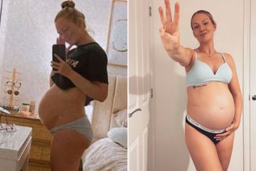 Tracy Beaker-Star präsentiert ihren riesigen Babybauch in Unterwäsche, während sie sich auf die Geburt vorbereitet