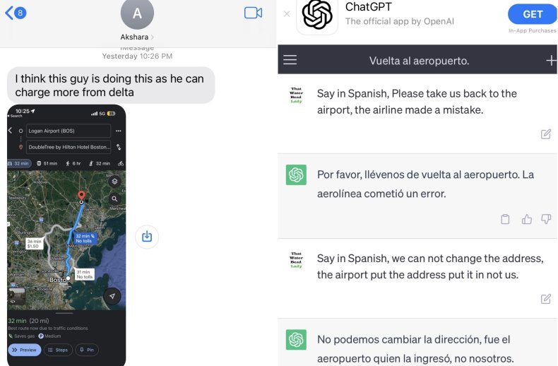Screenshots von GPS-Text und ChatGPT