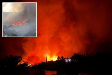 Warnung, da ein Waldbrand über den Feiertags-Hotspot in Großbritannien wütet und eine Massenevakuierung auslöst