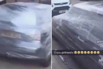 Autofahrer hat Auto von „verrückter Freundin“ komplett mit Frischhaltefolie überzogen