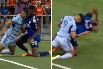 Sickening moment on-loan Premier League star is HEADBUTTED in face by opponent