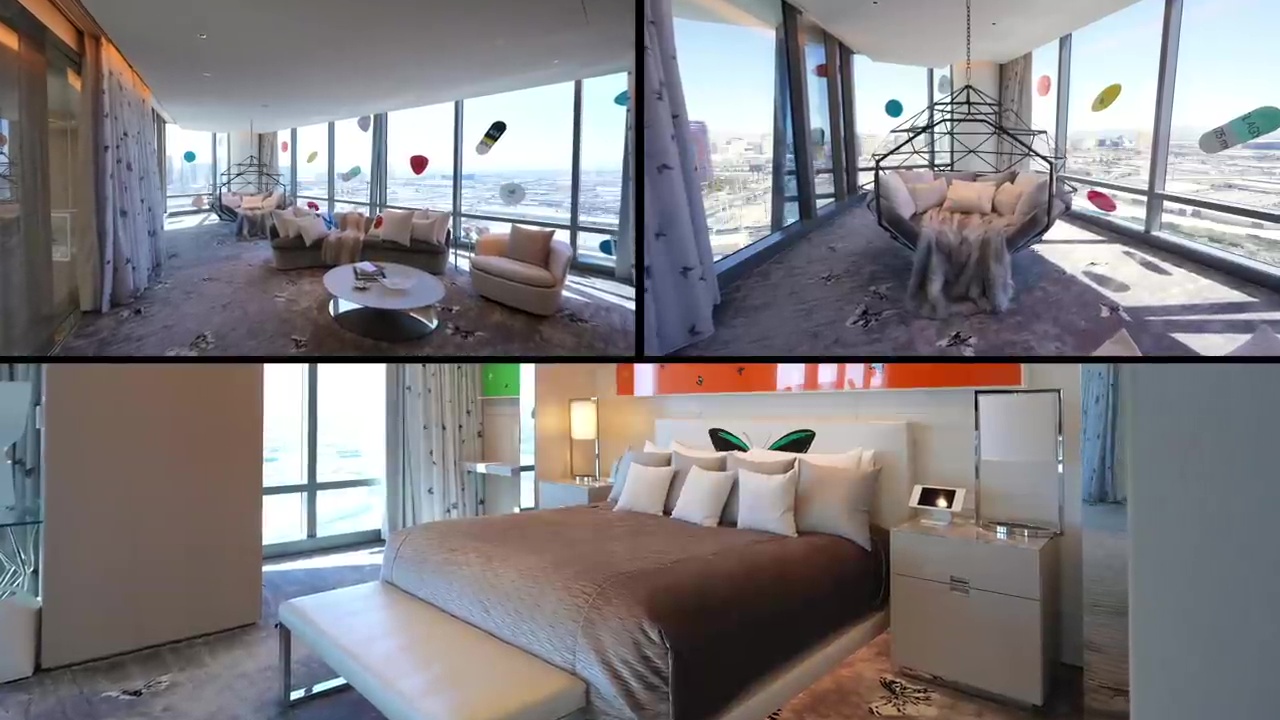 The pricey suite has breathtaking views overlooking the Vegas strip