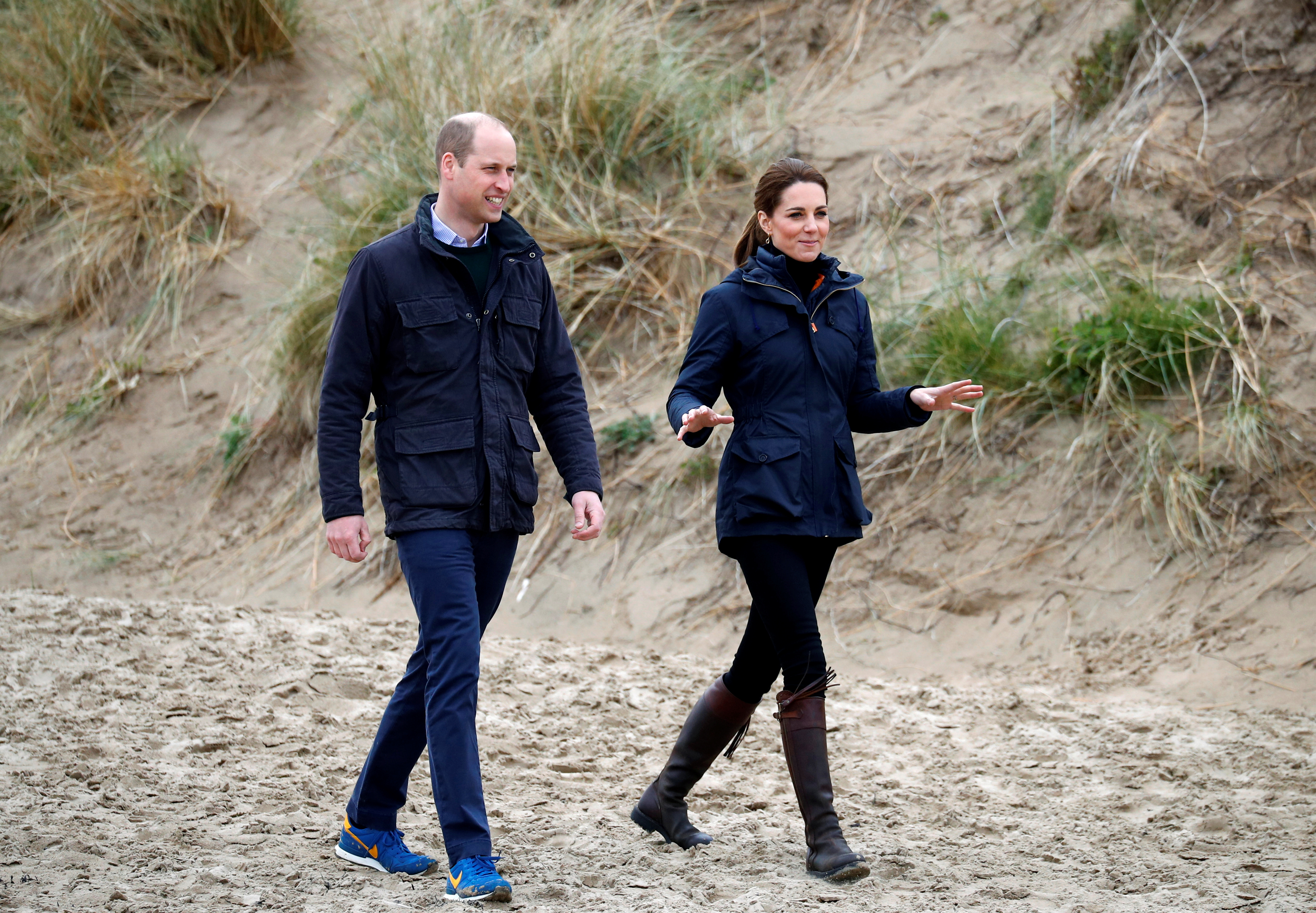 Prince William and Princess Kate arrive at Newborough beach in Wales in 2019