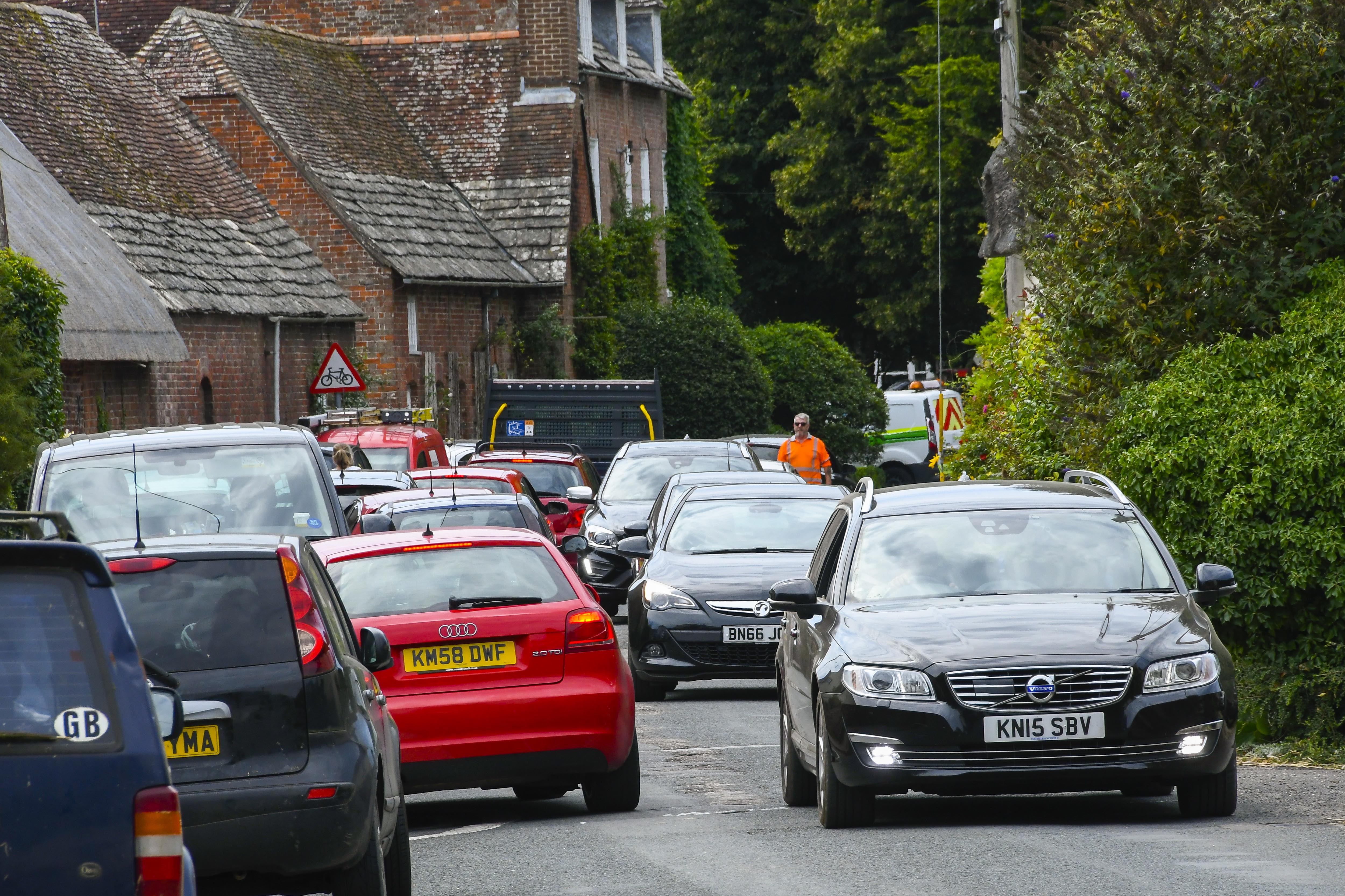 Traffic chaos in the village of Newborough