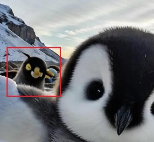 You can see an error with one of the penguins in the background – the image of its head isn’t aligned.