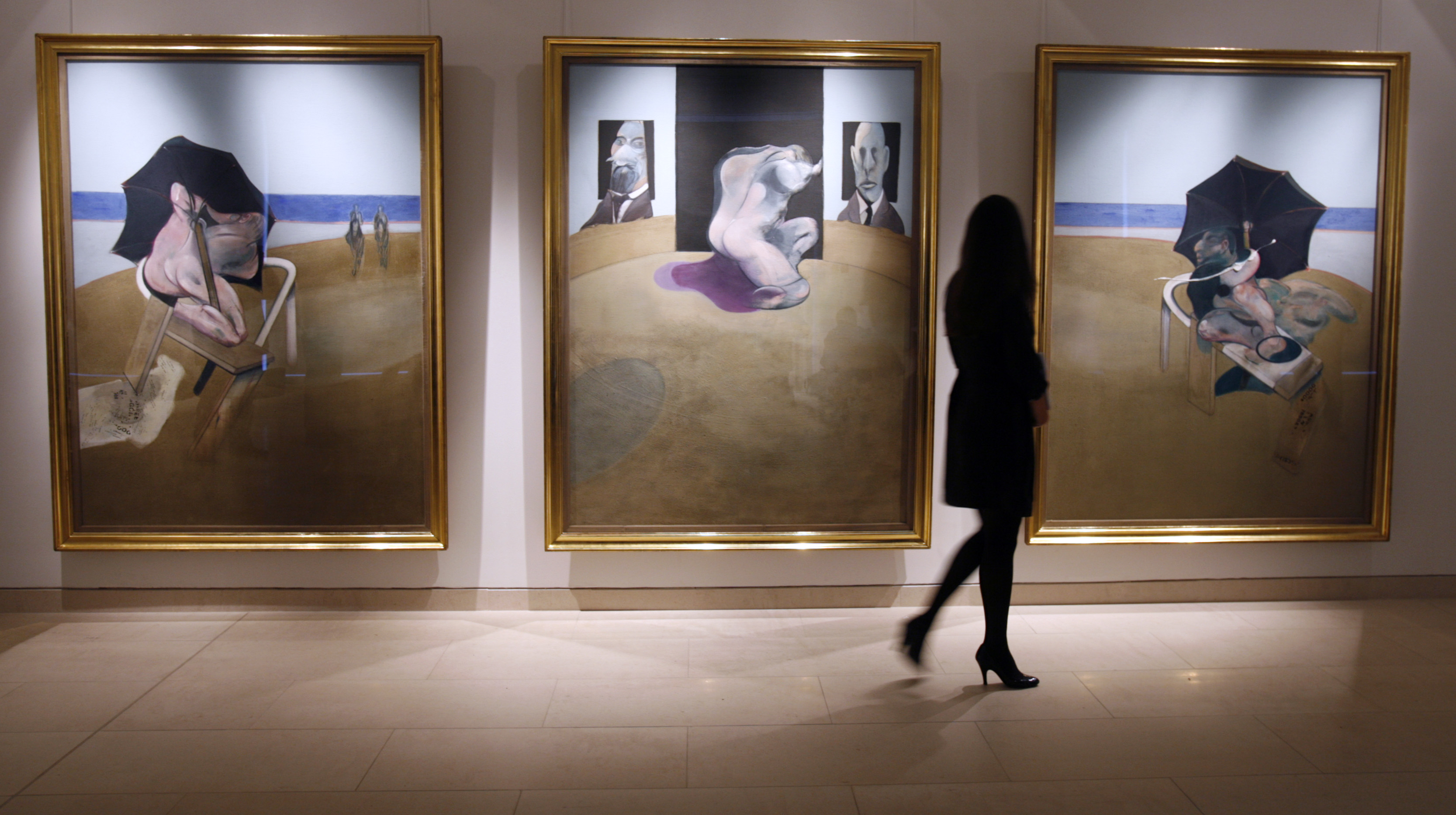 Lewis has Francis Bacon’s Triptych 1974 - 1977 displayed in golden frames on his superyacht
