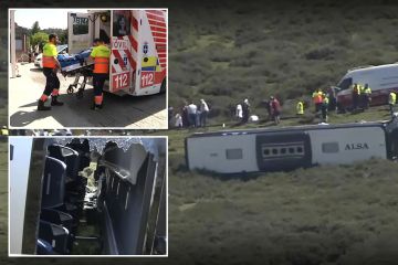 Reisebus mit Kindern überschlägt sich bei Unfall auf spanischer Bergstraße