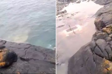 Ekelhafter Moment, in dem in einer beliebten Küstenstadt rohes Abwasser ins Wasser gepumpt wird