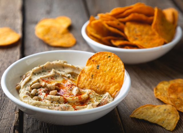 protein chips and hummus