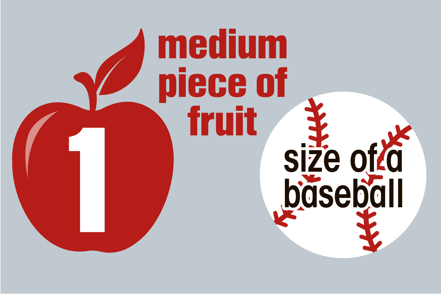 Und essen Sie ein Stück Obst in der Größe eines Baseballs