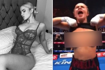 Die Boxerin Daniella Hemsley, die der Menge ihre Brüste zeigte, brutzelt in sexy Dessous