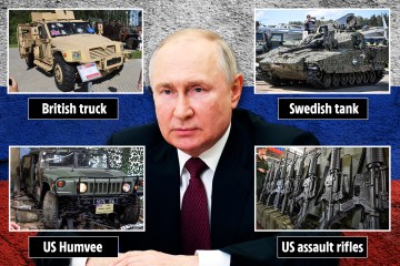 Putin zeigt „erbeutete“ Beute, darunter einen von Kugeln durchsiebten britischen Lastwagen und einen US-amerikanischen Humvee