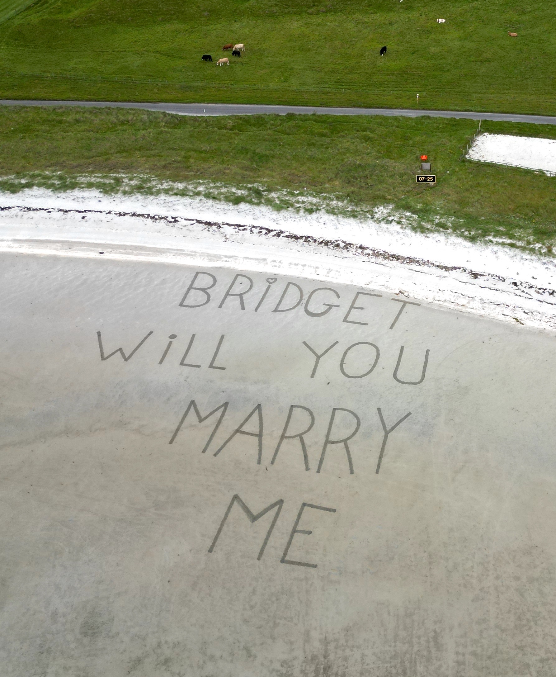 Stephen hatte seinen Vorschlag in den Sand gegraben, den Bridget vom Flugzeug aus las