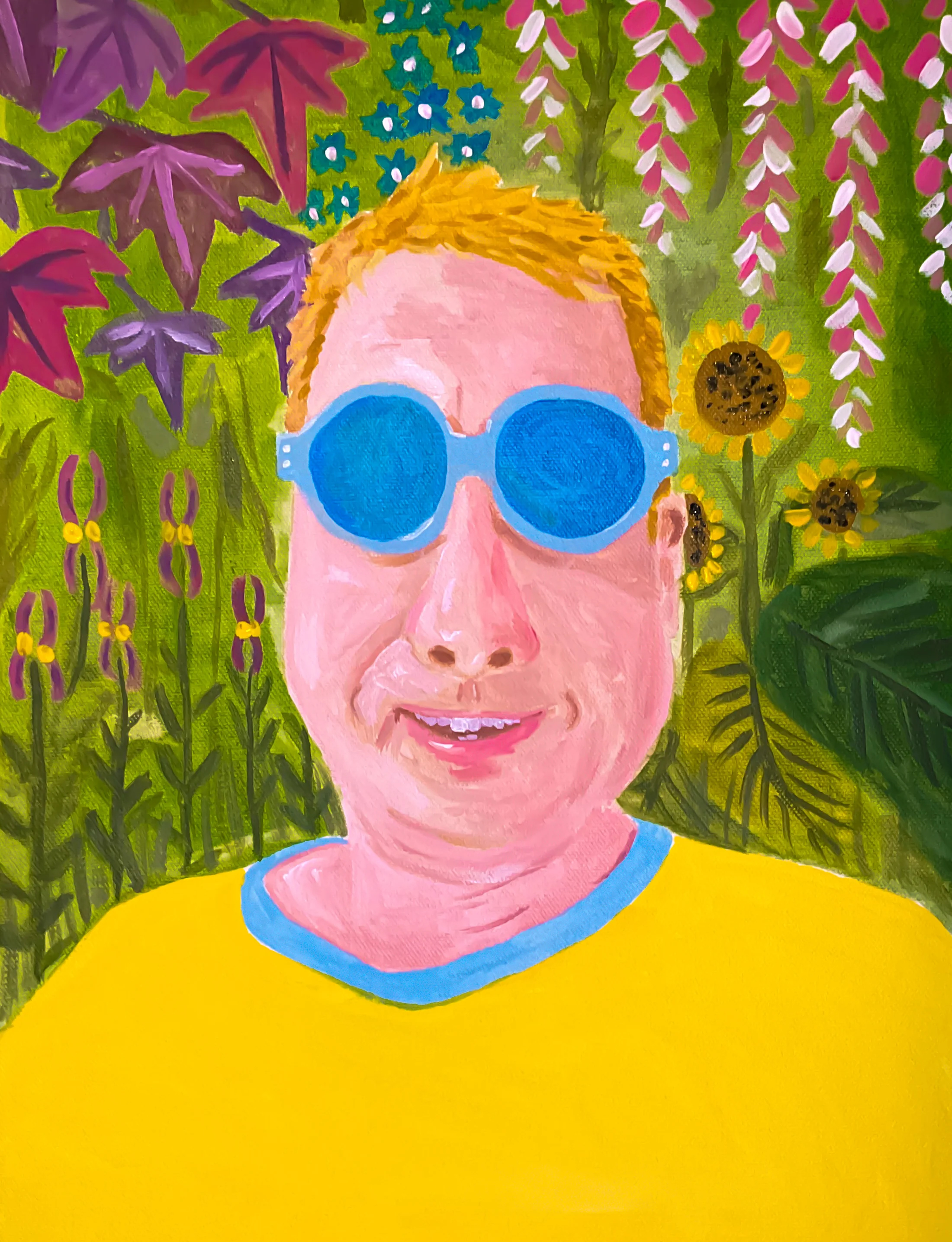 Dieser Komiker spielt mit der Sonnenbrille in diesem Selbstporträt nur Spaß